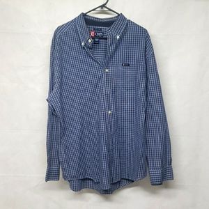 Mens XL Chaps Blue Plaid Long Sleeve Button Up Shirt